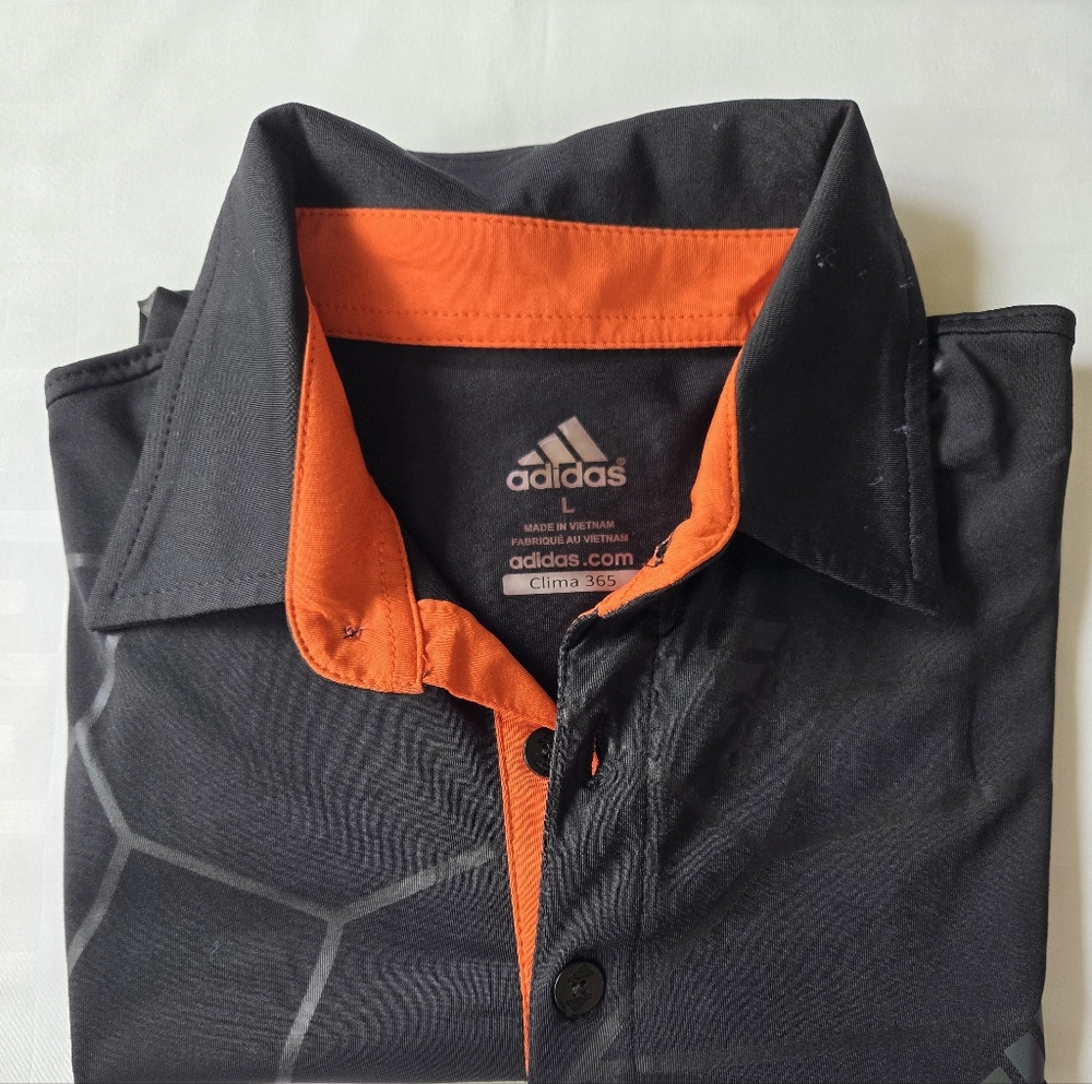 Adidas Men's Black and Orange Shirt